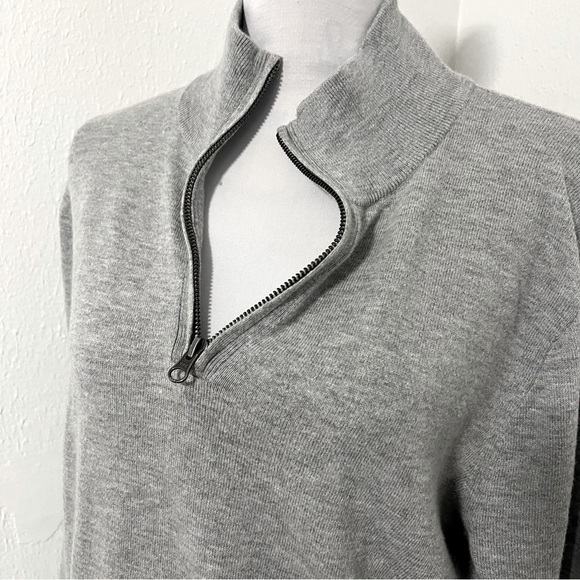 J.Crew Mercantile Men’s Medium Gray Quarter Zip Merino Wool Blend Sweater EUC - Picture 2 of 8